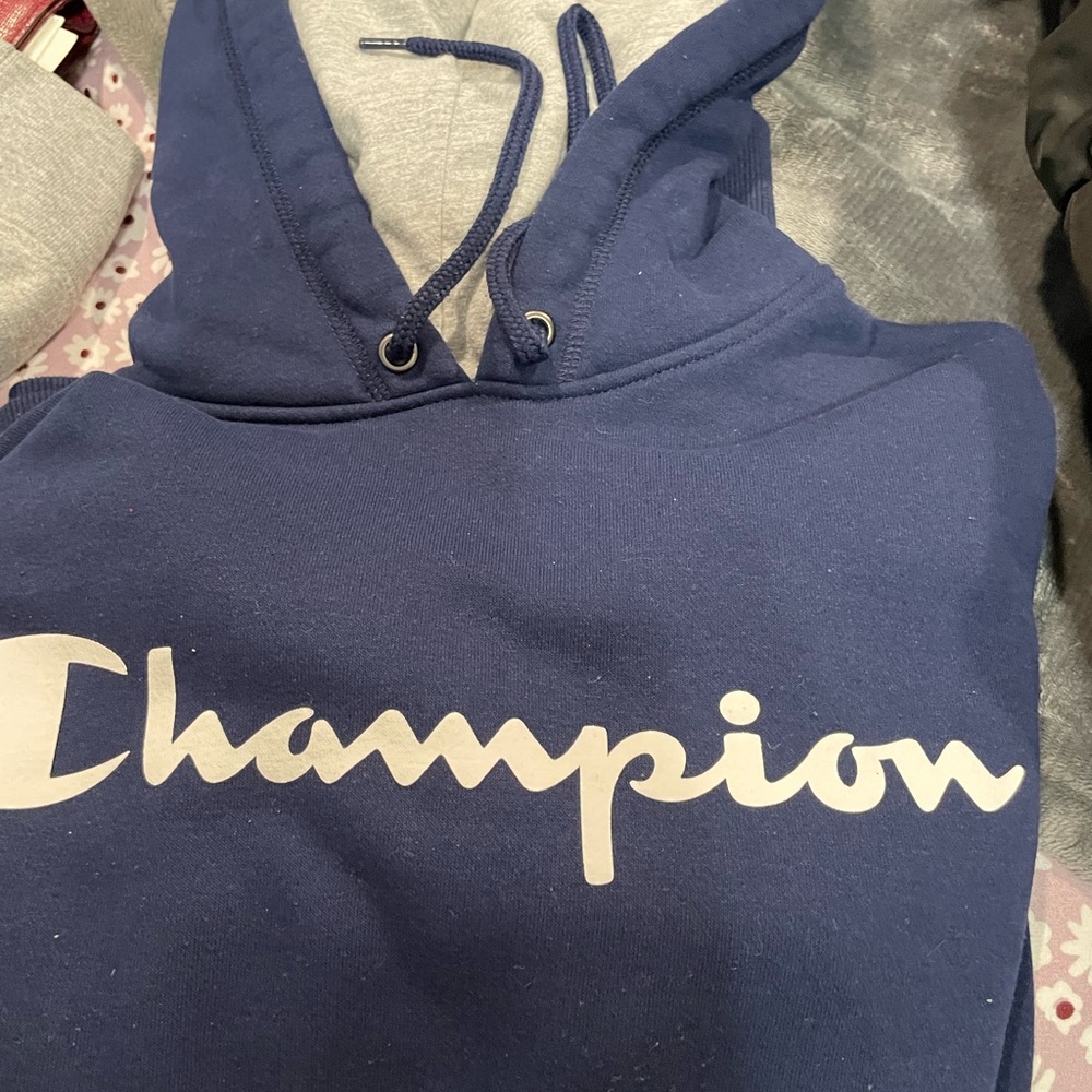 Champion Navy Blue Hoodie with Logo